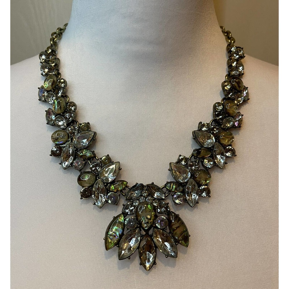 sugarfix by baublebar statement necklace antique gold color greens sparkle